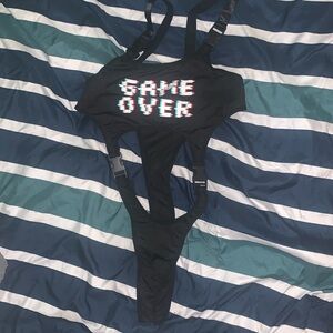 Brand New Black GAME OVER Bathing Suit